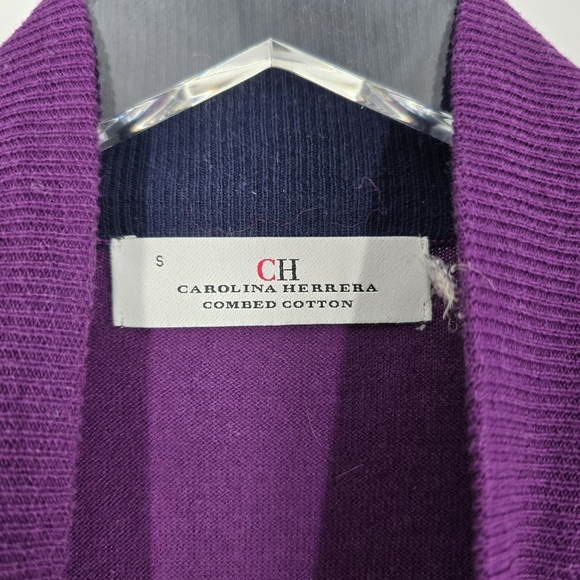 Carolina Herrera NEW Men's Purple Zip Up Sweater Elbow Patches Size S - Picture 4 of 12